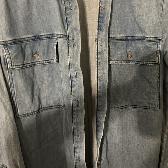 Universal Thread Light Blue Denim Shirt dress medium long sleeve pockets faded - Picture 4 of 13